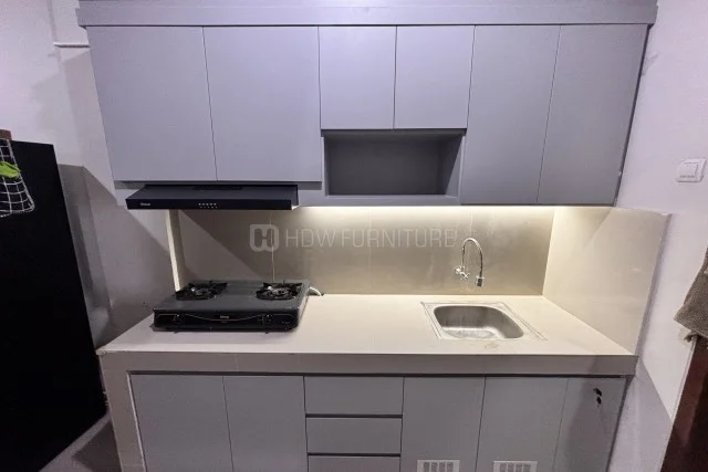 Custom Kitchen Set Abu-abu Modern Minimalis Sesetan Denpasar